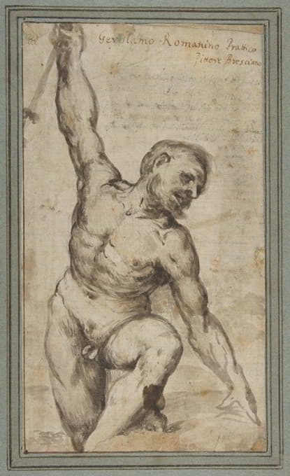 Girolamo Romanino - Nude Male Figure with Upraised Right Arm