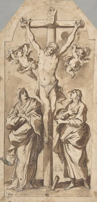 Johann Christophorus Storer - Christ on the Cross Between Mary and Saint John