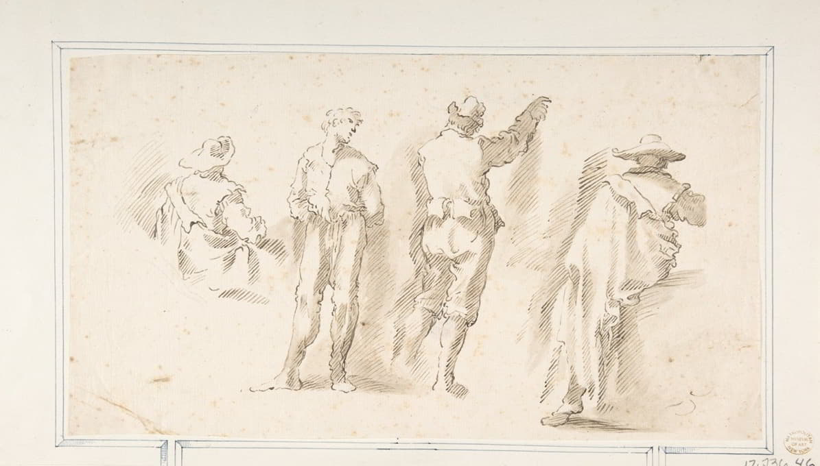 Domenico Gargiulo - Figure Studies; Two Standing and Two Seated Men
