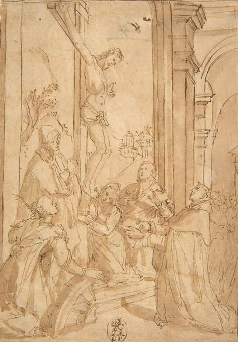 圣托马斯·阿奎那向钉十字架的基督展示他的作品