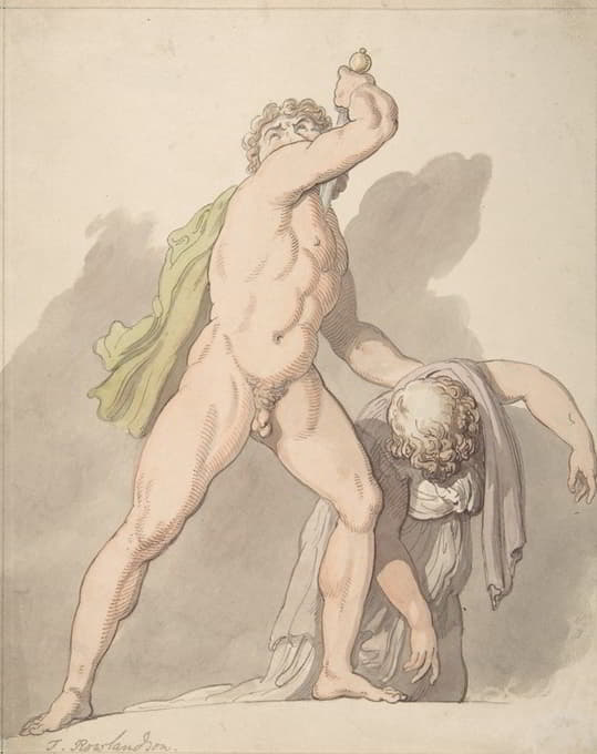 支持昏厥女性的站着裸体男子（乌菲齐中的卢多维西·高尔）