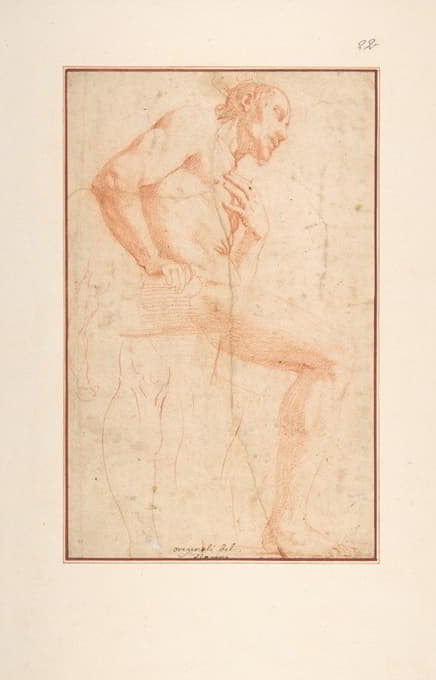 Alessandro Tiarini - Seated Male Nude Facing Right