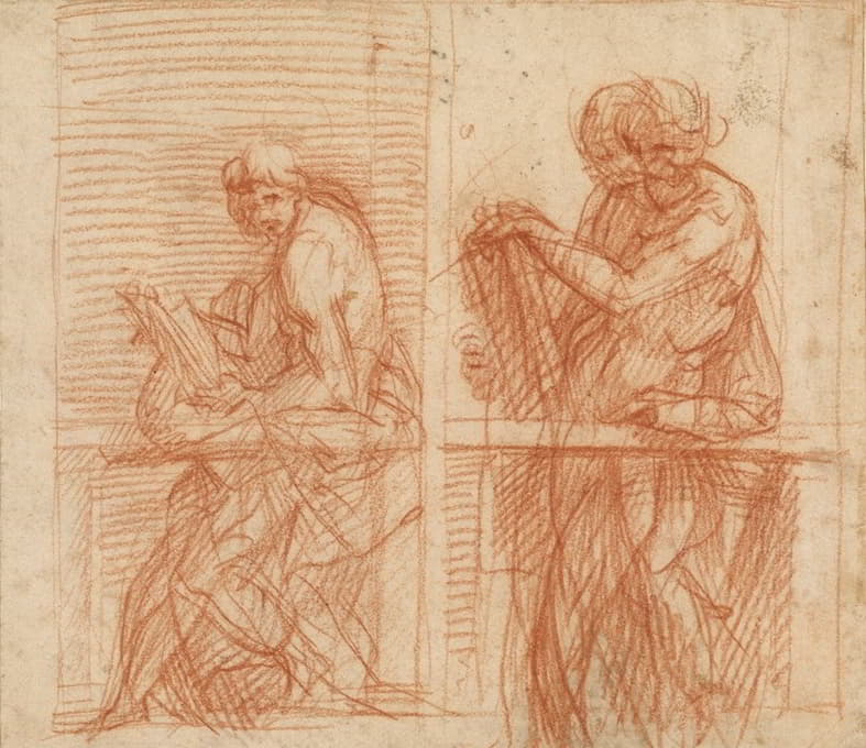 Andrea del Sarto - Study of Figures Behind a Balustrade