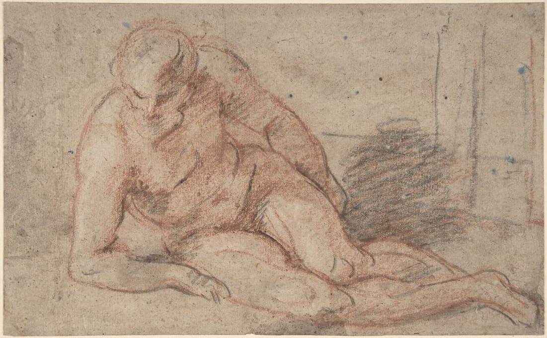Jean-Antoine Watteau - Reclining Nude Figure