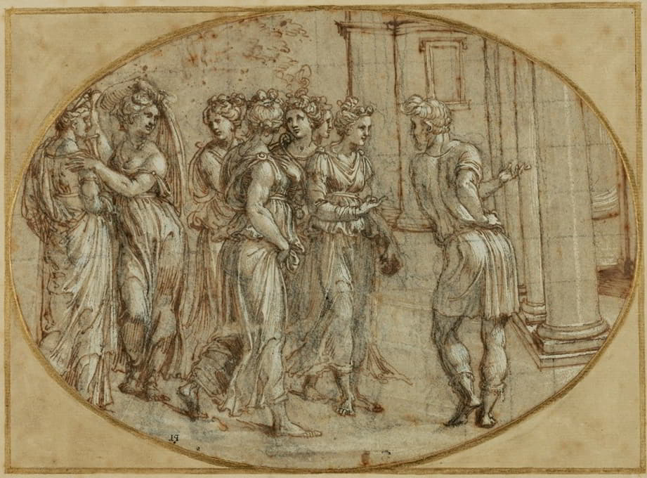 Baldassare Peruzzi - Odysseus and the Daughters of Lycomedes