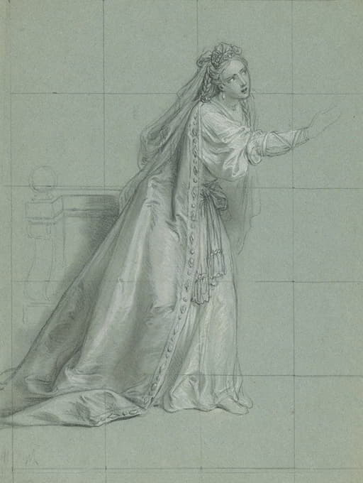 Charles-Antoine Coypel - Study of a Woman (Rodugune) Turned toward the Left