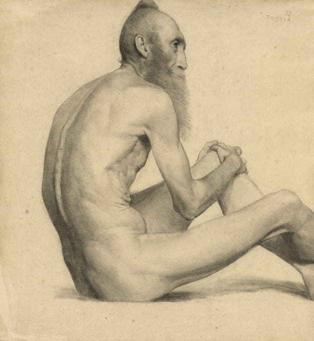 Émile-Jules Pichot - Nude Study of an Old Man