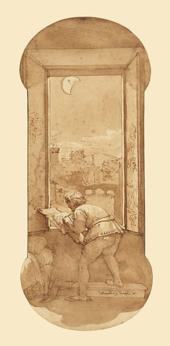 塔迪奥在卡拉布里斯家月光下画画