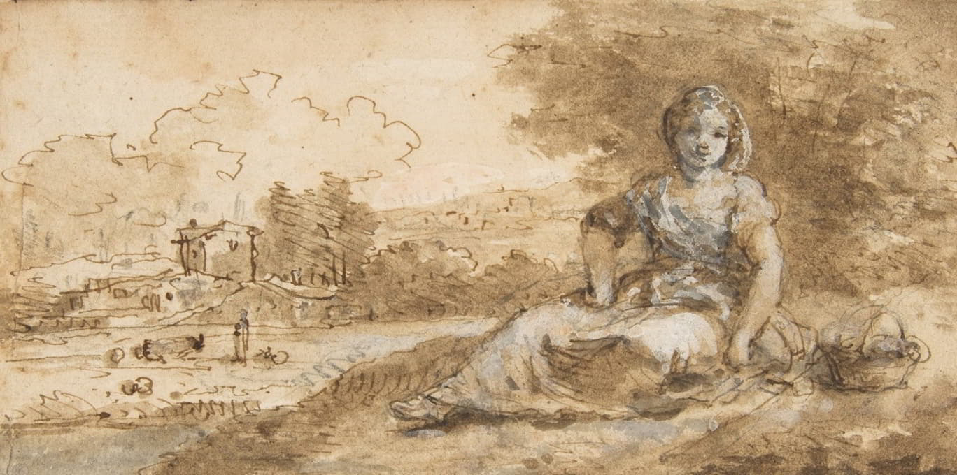 Francesco Zuccarelli - Seated Girl in a Landscape