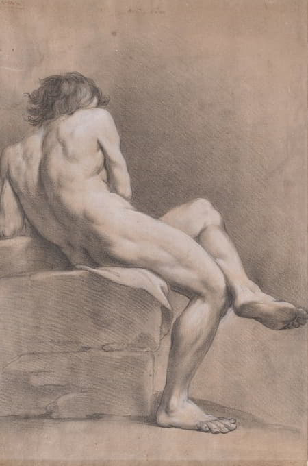 Giacomo Zoboli - Finished Academy Study of a Seated Male Figure