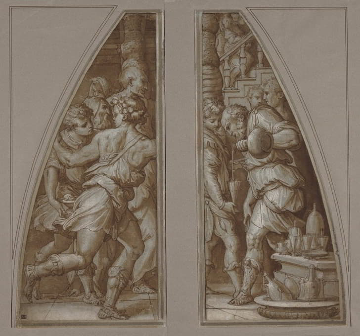 Giorgio Vasari - ‘Bearded Man Filling a Glass’ and ‘Youth Running’