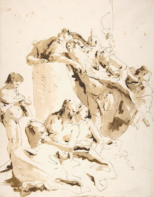 Giovanni Battista Tiepolo - Scherzo di Fantasia; Standing Warrior and King with Five Attendants