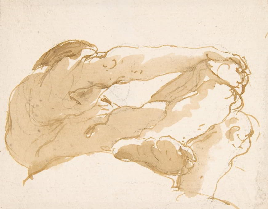 Giovanni Battista Tiepolo - Seated Man Turned Towards the Left Seen from Below