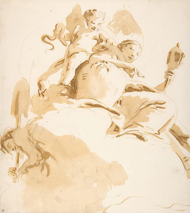 Giovanni Battista Tiepolo - Seated Woman with a Winged Putto