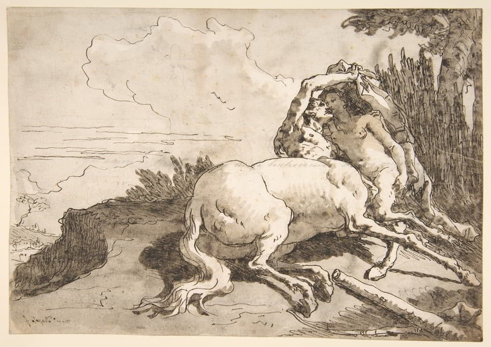 Giovanni Domenico Tiepolo - Centaur Embracing a Satyress