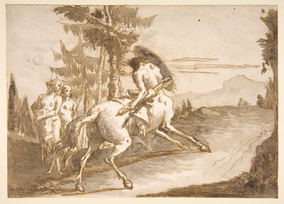 Giovanni Domenico Tiepolo - Centaur with Shield and Two Satyresses