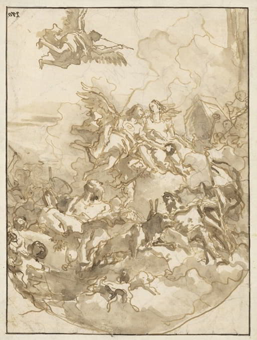 Giovanni Domenico Tiepolo - Sketch for a Ceiling with an Allegory of Fortitude and Wisdom