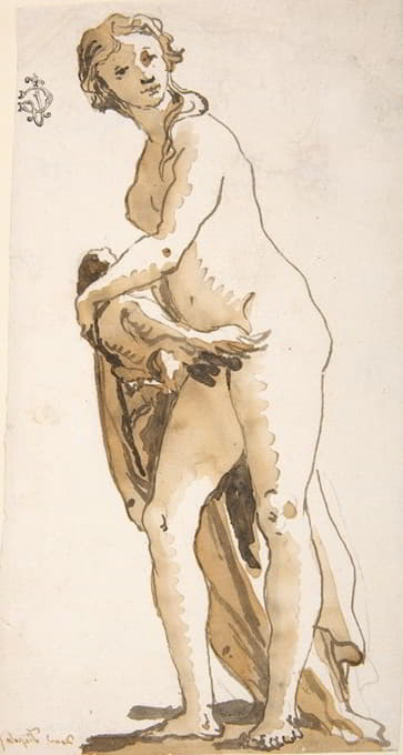 Giovanni Domenico Tiepolo - Study of a Garden Sculpture; Leda
