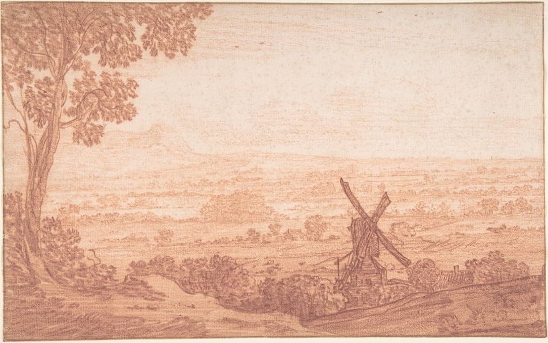 Jan Baptist Weenix - An Extensive Panoramic Landscape with a Windmill