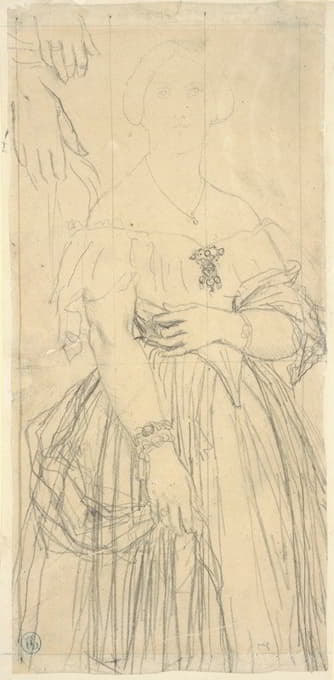 Jean Auguste Dominique Ingres - Study for the Dress and the Hands of Madame Moitessier