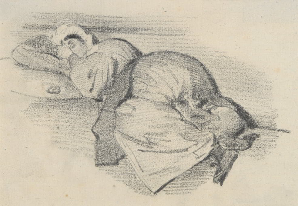 J. J. Grandville - Woman Sleeping on the Ground