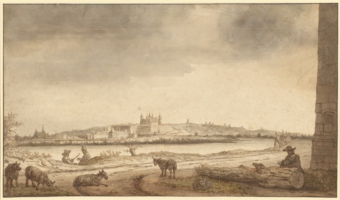 Lambert Doomer - The Town and Castle of Saumur from across the Loire