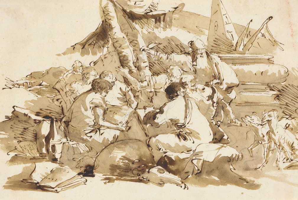 Lorenzo Baldissera Tiepolo - Philosophers Instructing Pupils by an Antique Sarcophagus