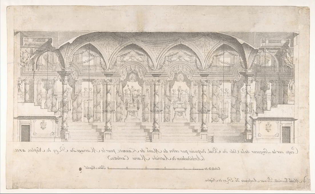Luigi Vanvitelli - Longitudinal Section of a Ballroom Decorated for the Marriage of the King of Naples to the Archduchess of Austria