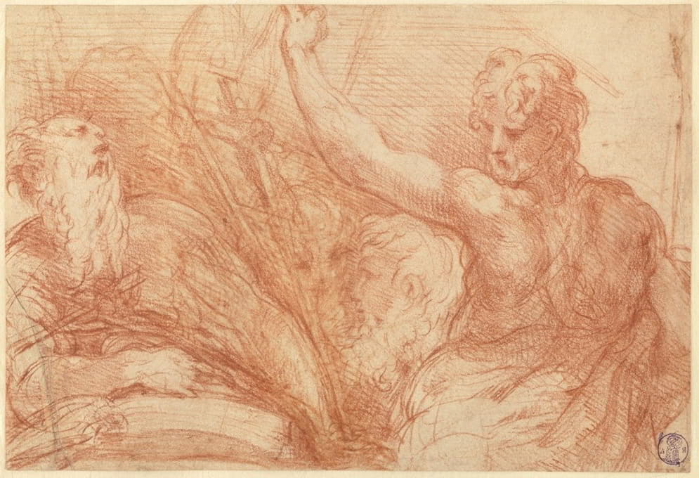 Parmigianino - Studies of Saints John the Baptist and Jerome, a Crucifix, and Various Heads