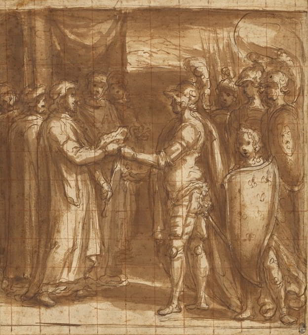 Taddeo Zuccaro - Cardinal Albornoz Gives the Farnese the Keys to Valentino