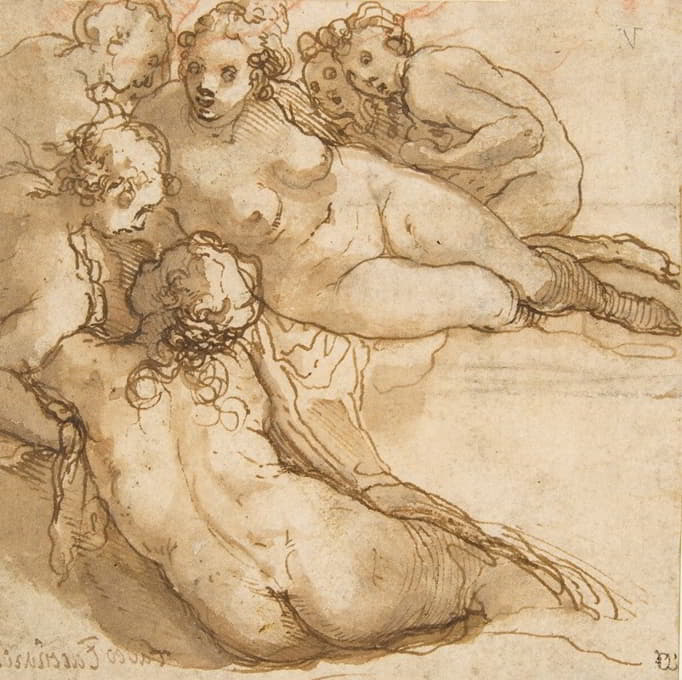 六名躺着的裸体女性（仙女沐浴）