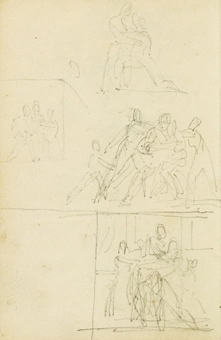 Théodore Géricault - Four compositional studies for a group of figures