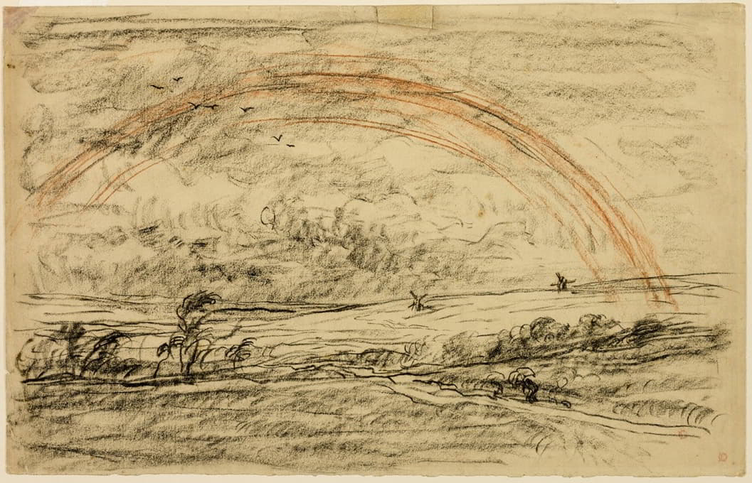 Charles François Daubigny - Landscape with a Rainbow