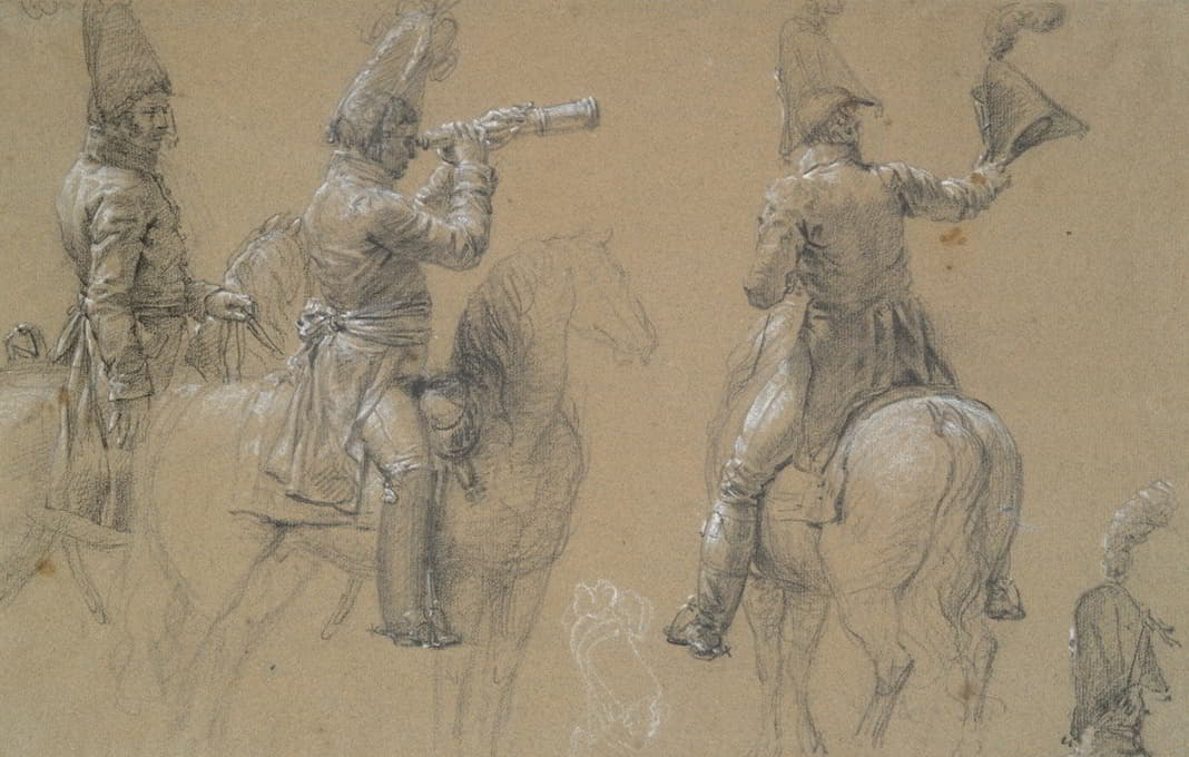 Circle of Jean Louis Ernest Meissonier - Studies of Mounted Soldiers