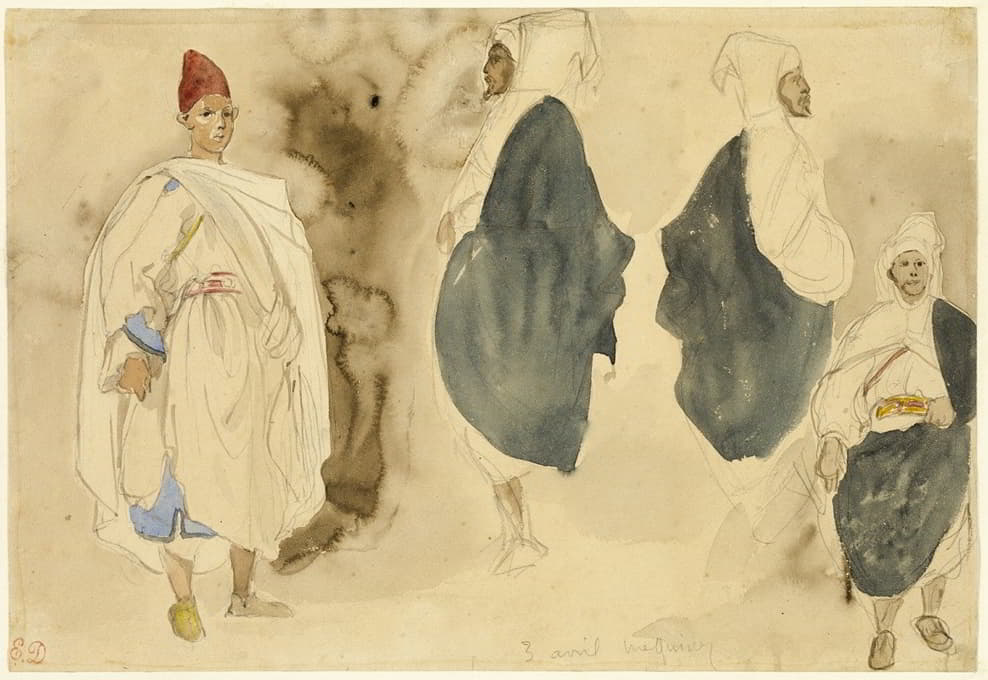 阿拉伯男人的四幅素描
