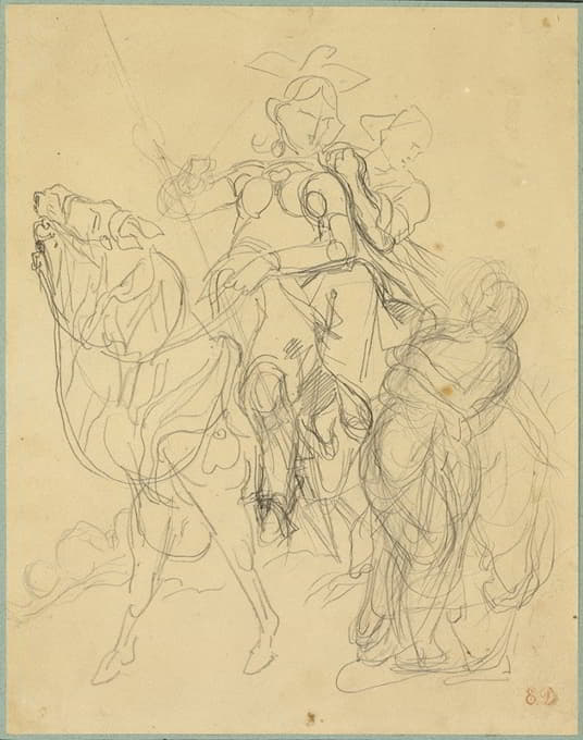 Eugène Delacroix - Study for Marphise and the Mistress of Pinabel