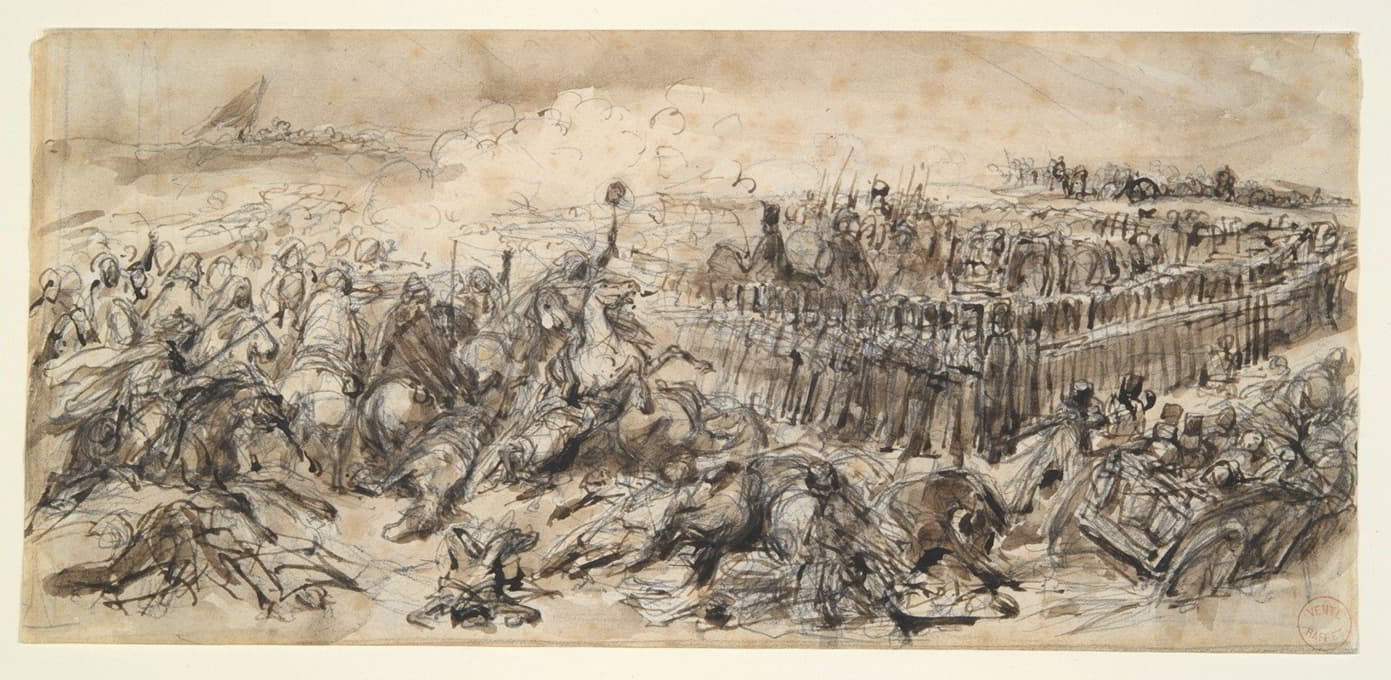 Denis Auguste Marie Raffet - Battle Scene (Study for The 2nd Light Cavalry withstanding the onslaught of the Arabs)