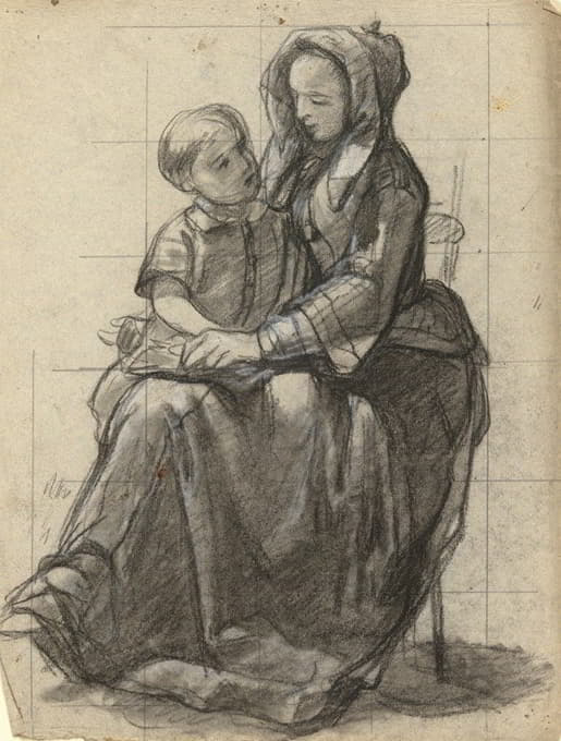 母亲和孩子，五月花号船舱里契约签署的草图