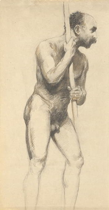 John Ferguson Weir - Male Nude with a Pole