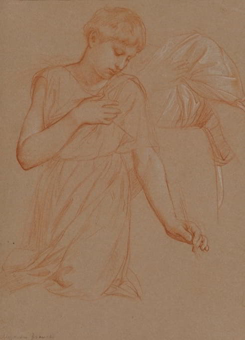 Alessandro Franchi - Study for a kneeling angel