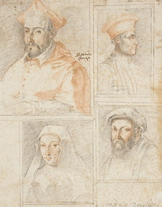 Federico Zuccaro - Four Portrait Studies of the Sforza Family
