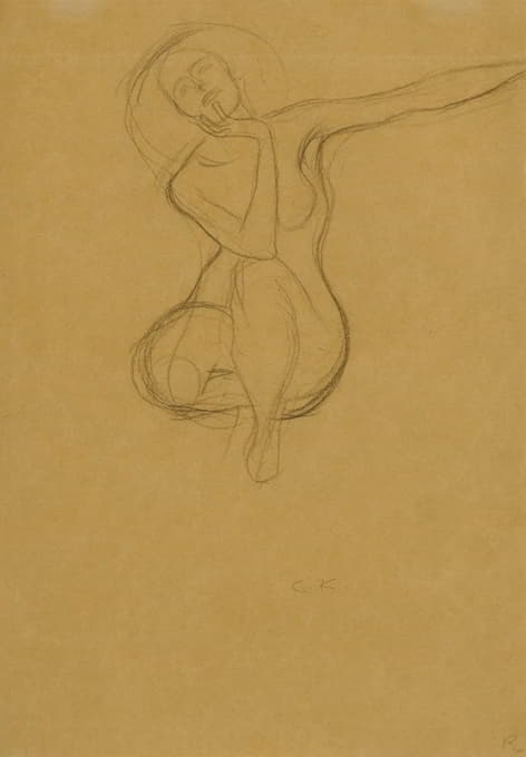Gustav Klimt - Hockender Weiblicher Akt (Squatting Female Nude)
