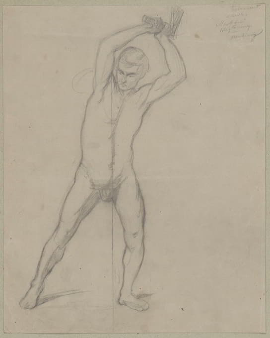 Józef Simmler - Nude sketch to the executioner with an axe to the painting ‘Martyrdom of St. Matthias’