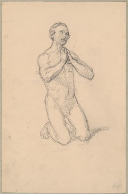 圣马提亚雕像的裸体素描和绘画《圣马提亚殉难》