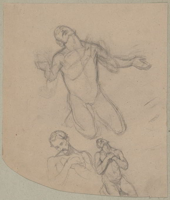 圣马提亚雕像的裸体素描和绘画《圣马提亚殉难》