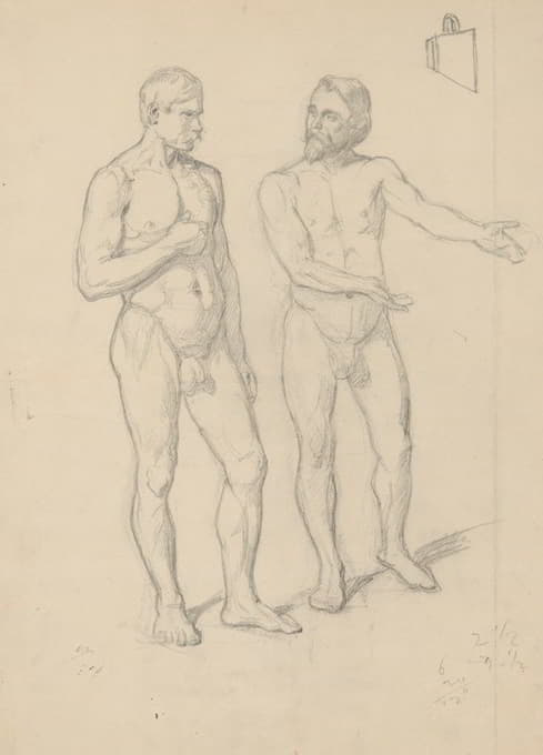 Józef Simmler - Nude sketches of the figure of King Sigismund I and Hetman Tarnowski in the painting ‘The Upbringing of Sigismund Augustus’