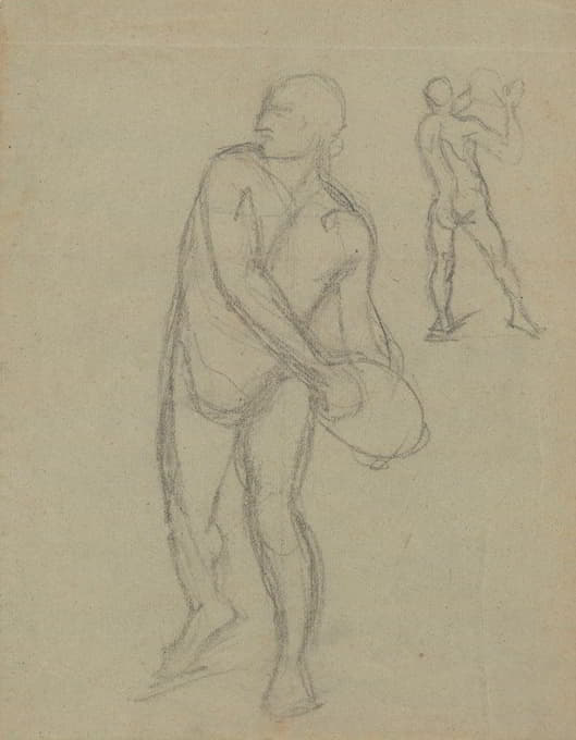 《圣马提亚殉难》这幅画的两个男性裸体素描