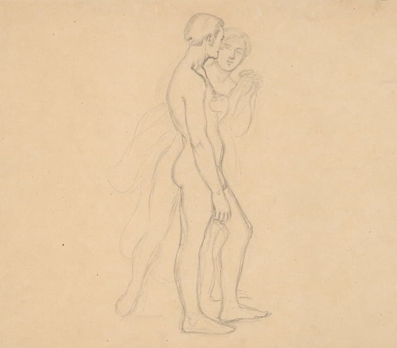 两个裸体男性的素描