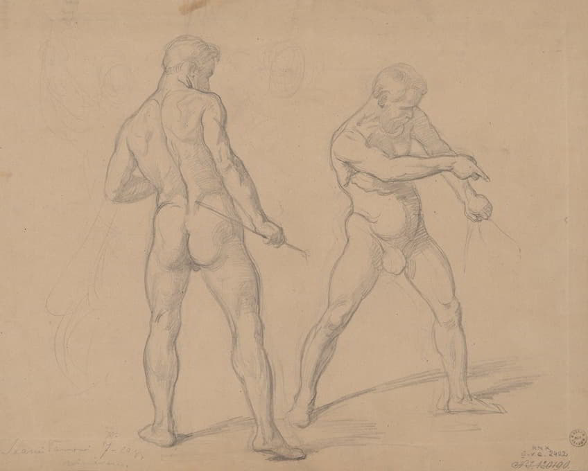 Józef Simmler - Studies of nude males to the painting ‘Martyrdom of St. Josaphat Kuntsevych’