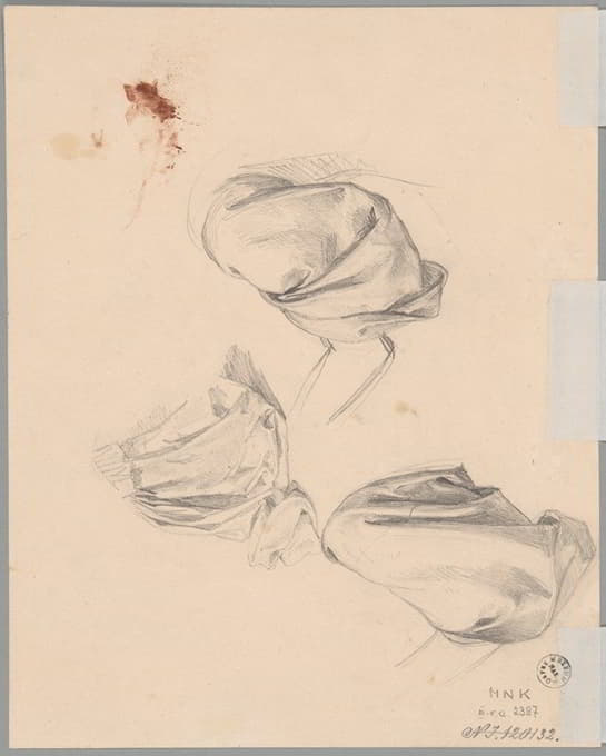 Józef Simmler - Studies of sleeve and robe fragment